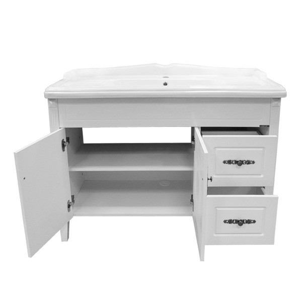 Тумба напольная Comforty Неаполь 1200x895x490 белый глянцевый с раковиной (00-00001522)