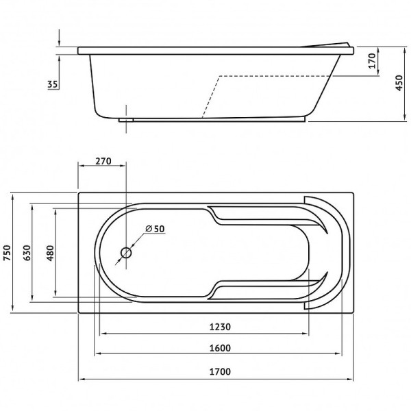 Ванна акриловая Berges Lumbo 170x75 с каркасом (50006) Ванна акриловая Berges Lumbo 170x75 с каркасом (50006)