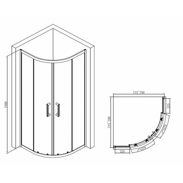 Душевой уголок ABBER Schwarzer Diamant 80*80 стекло прозрачное, профиль черный (AG01080B) Душевой уголок ABBER Schwarzer Diamant 80*80 стекло прозрачное, профиль черный (AG01080B)
