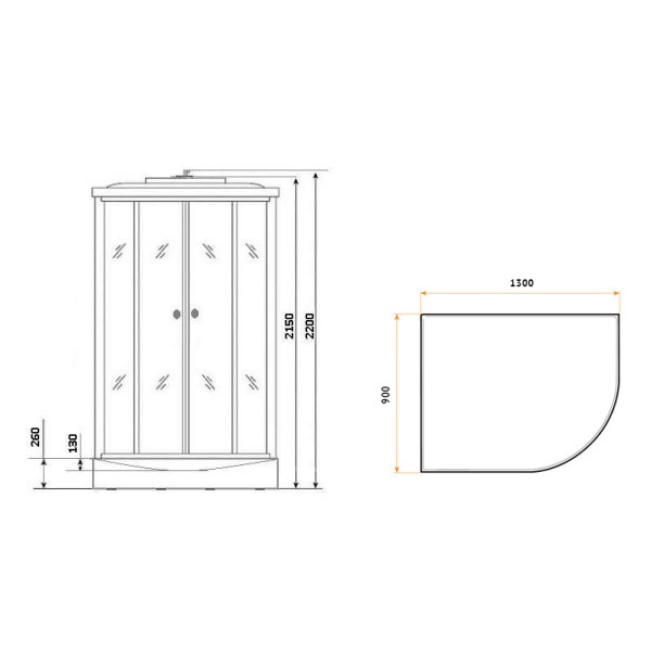 Душевая кабина Classic 90x130 стекло матовое, профиль хром матовый (NG-33394L)