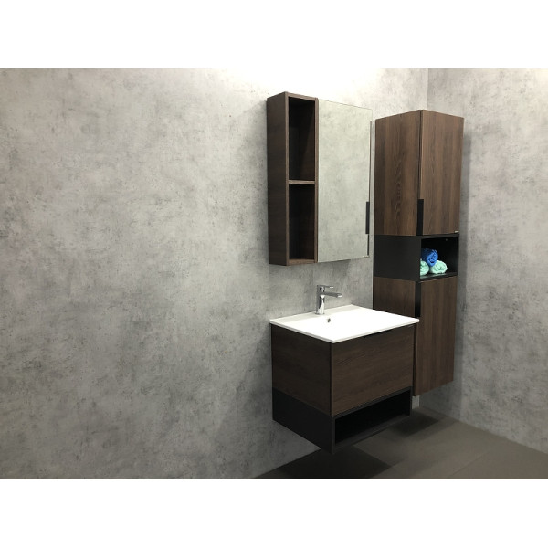 Пенал подвесной Comforty Франкфурт 400x320x1600 дуб шоколадно-коричневый (00004150535)