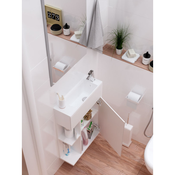 Тумба подвесная 1Marka Stretto 500*210*750 с раковиной, белая (У94716)