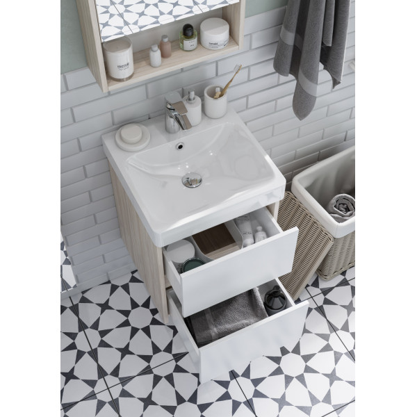 Тумба подвесная Aquaton Сканди 432x427x522 белый, дуб верона (1.A251.6.01S.DB2.0)