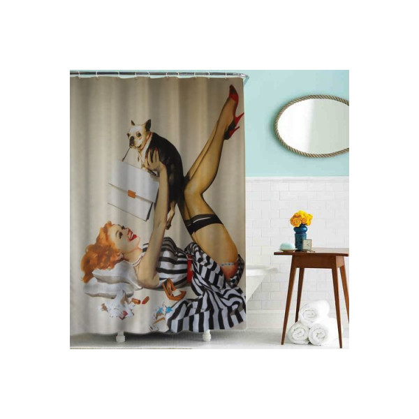 Шторка для ванны текстильная Melodia 180х180 см Дама с собачкой (MZ-52) Шторка для ванны текстильная Melodia 180х180 см Дама с собачкой (MZ-52)