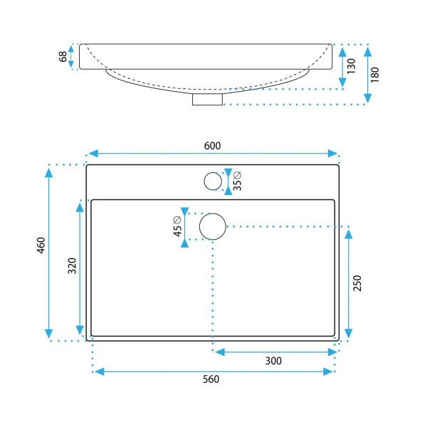 Раковина врезная REA Mandy 60x46x0 белая (REA-U3326) Раковина врезная REA Mandy 60x46x0 белая (REA-U3326)