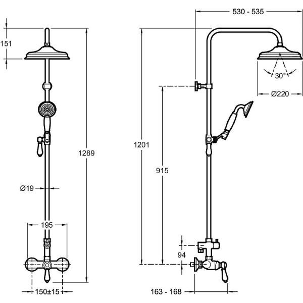 Душевая система Jacob Delafon Louise хром (E24368-CP)