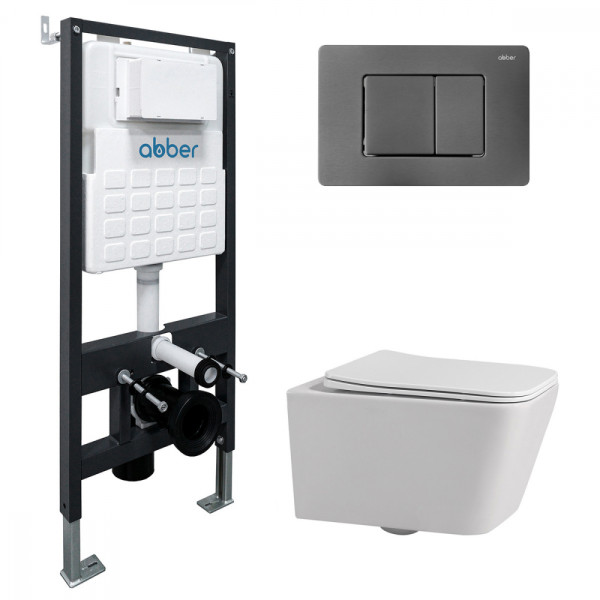 Комплект инсталляция с унитазом Abber Rechteck с клавишей никель (AC1201-AC0105-AC0120NG)