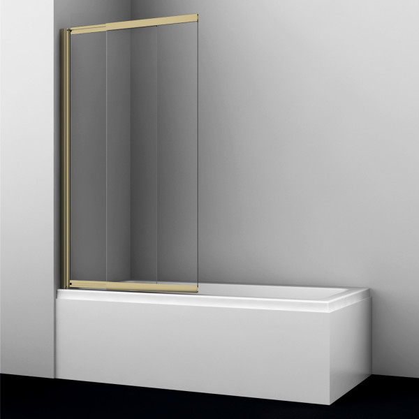 Душевая шторка для ванну WasserKRAFT Schunter 80x140 стекло прозрачное, профиль золото матовое (82S02-80)