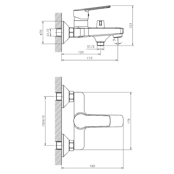 Смеситель для ванны и душа Decoroom DR22 хром (DR22036)