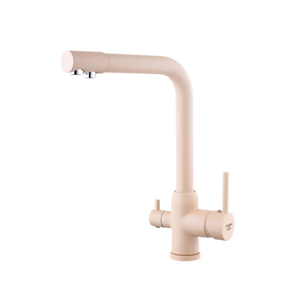 Смеситель для кухни Melodia Ostessa Filtro, с выходом питьевой воды 2в1 бежевый (MDV40618bg)
