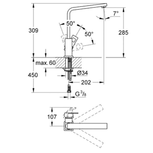 Смеситель для кухни Grohe Eurocube (31255000)