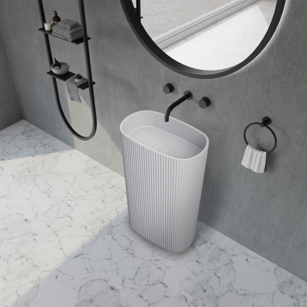 Раковина напольная Abber Stein 550x360 белый матовый (AS2502-H) Раковина напольная Abber Stein 550x360 белый матовый (AS2502-H)