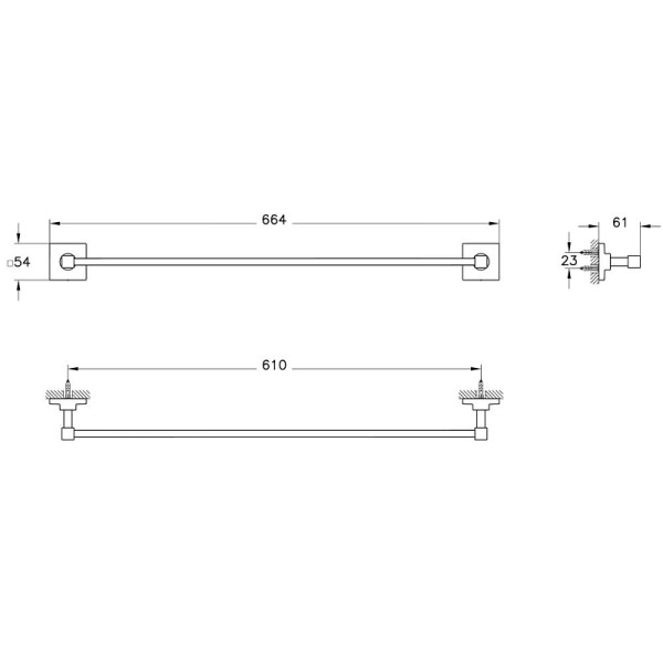 Держатель для полотенец Vitra Root 60 см черный матовый (A4481036)