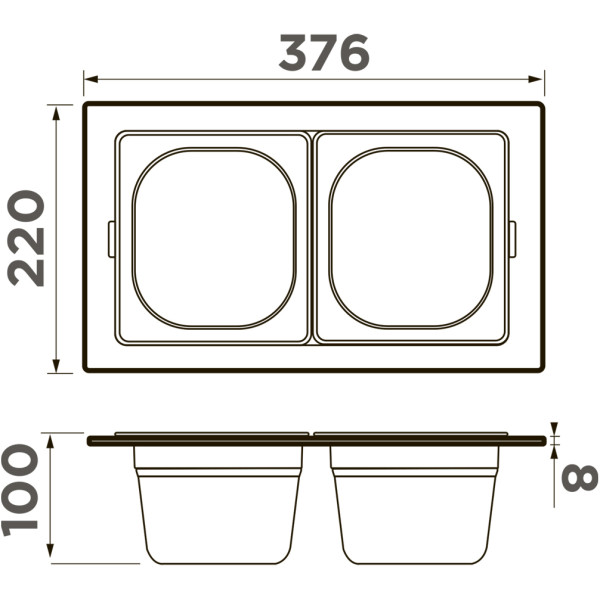 Контейнер Omoikiri DC-04-2-LG 376х220х100 светлое золото (4999086) Контейнер Omoikiri DC-04-2-LG 376х220х100 светлое золото (4999086)