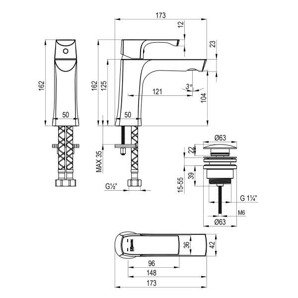 Смеситель для раковины Lemark Ursus золото светлое (LM7206BG)