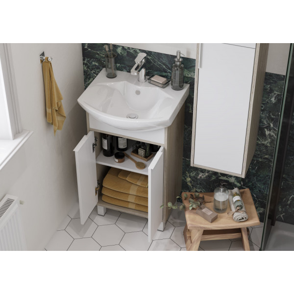 Тумба напольная Aquaton Рико 466x309x720 белый, ясень фабрик (1.A212.4.01R.IB9.0)