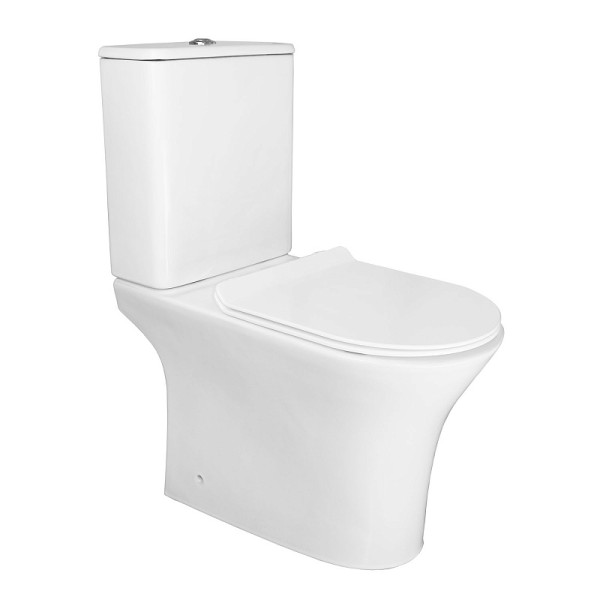 Унитаз напольный Fretta Round безободковый с бачком и сиденьем микролифт 650x340x770 (AZ-1217 + AZ-1216)