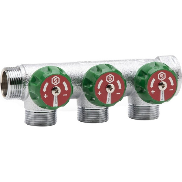 Коллектор 3 отвода регулируемый 3/4"x1/2" Stout (хром) (SMB-6849-341203) Коллектор 3 отвода регулируемый 3/4"x1/2" Stout (хром) (SMB-6849-341203)