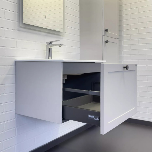 Тумба подвесная с раковиной Comforty Ереван 600x465x415 серый шёлк (00-00017879)