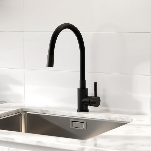 Смеситель для кухни Wesnaart Eco черный с гибким изливом черный (EKO05-140Black)