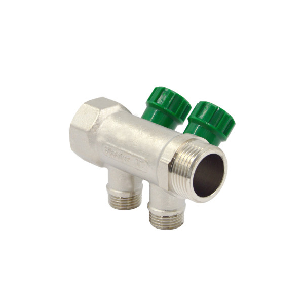 Коллектор 2 отвода регулируемый 1"х1/2(16) Okseler (никель) (oks00378)