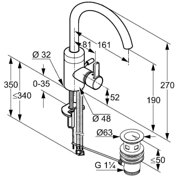 Смеситель для раковины Kludi Zenta хром, донный клапан (382550575)