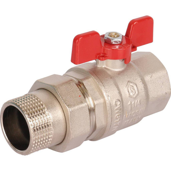 Кран 1 1/4" шаровый со сгоном Stout ГОСТ (красная бабочка, полнопроходной, EPDM) SVB-1007-200032 Кран 1 1/4" шаровый со сгоном Stout ГОСТ (красная бабочка, полнопроходной, EPDM) SVB-1007-200032