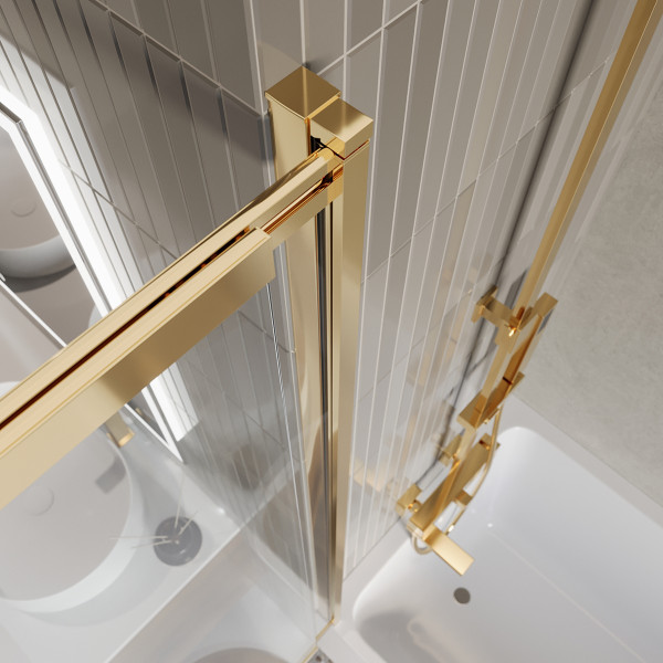 Душевая шторка для ванны BelBagno Luce 100x145 стекло прозрачное, профиль золото глянцевое (LUCE-VF-11-100/145-C-ORO) Душевая шторка для ванны BelBagno Luce 100x145 стекло прозрачное, профиль золото глянцевое (LUCE-VF-11-100/145-C-ORO)