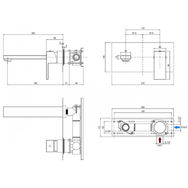 Смеситель для раковины Cezares Unika (UNIKA-BLI1-02)