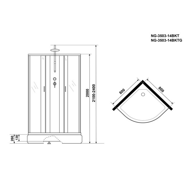 Душевая кабина Classic 80x80 стекло тонированное, профиль хром матовый (NG-3503-14BKT)