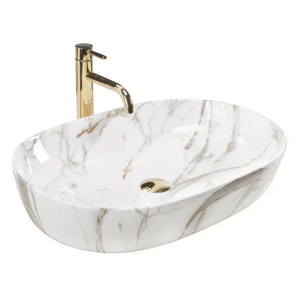 Раковина накладная Rea Cleo 60,5x41 мрамор (REA-U9656)