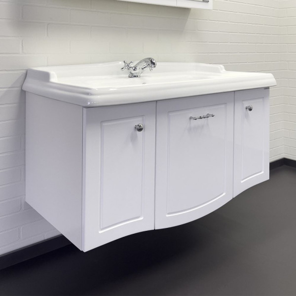 Тумба подвесная Comforty Павия 1015x600x490 белый глянцевый с раковиной (00-00001524)