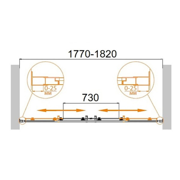 Душевая дверь Cezares Molveno 180x195 стекло прозрачное, профиль хром (MOLVENO-BF-2-180-C-Cr-IV)