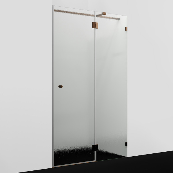 Душевая дверь WasserKRAFT Paar 120x200 стекло прозрачное текстурное, профиль золото розовое (88H05R-TXG)