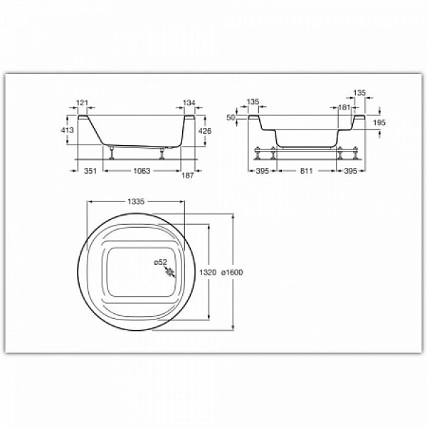 Ванна акриловая Roca Waikiki-N 160х160 (248345000) Ванна акриловая Roca Waikiki-N 160х160 (248345000)