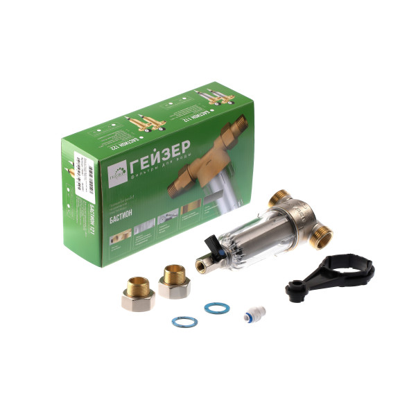 Фильтр самоочищающийся Гейзер-Бастион 111 3/4" (прозрачный корпус, со сгонами) (32667) Фильтр самоочищающийся Гейзер-Бастион 111 3/4" (прозрачный корпус, со сгонами) (32667)