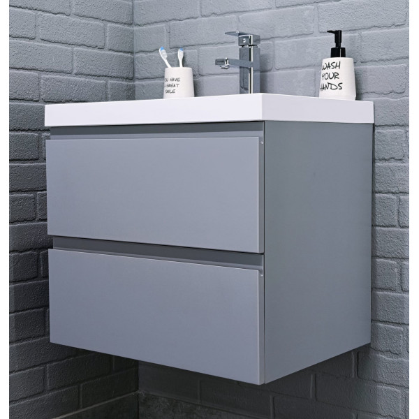 Тумба подвесная под умывальник Classica 60 Graffo светло-серый матовый В2 Домино (DGr2407T)