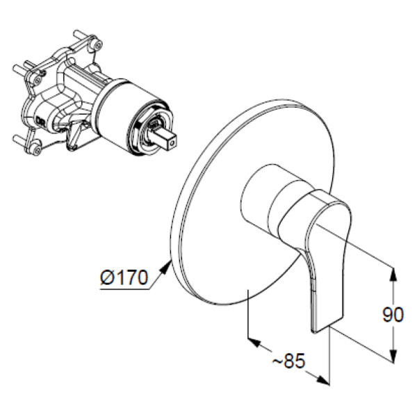 Смеситель для душа Kludi Zenta SL хром, внешняя часть (486550565)