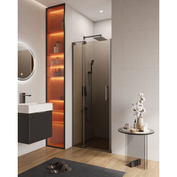 Душевая дверь Cezares Slider 80x195 стекло бронза, профиль оружейная сталь (SLIDER-B-1-80/90-BR-GM)