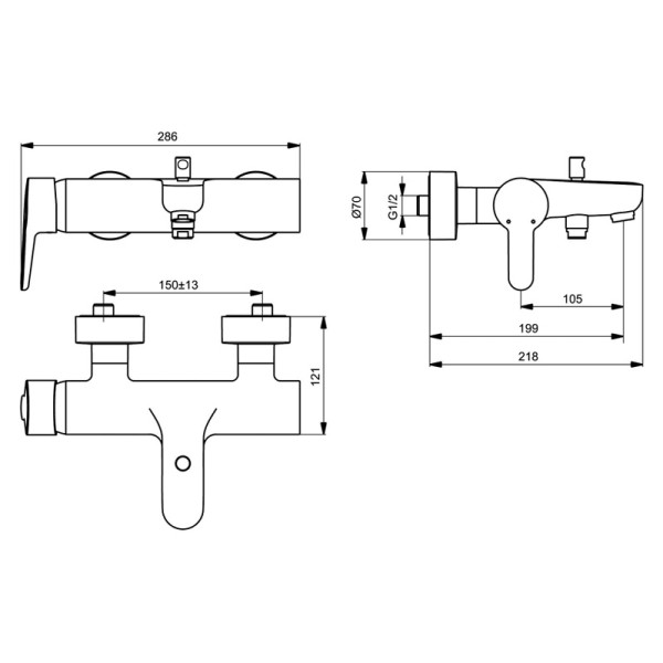 Смеситель для ванны и душа Ideal Standard Connect new (B9921AA)