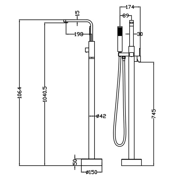 Смеситель напольный Swedbe Spira хром (4005)