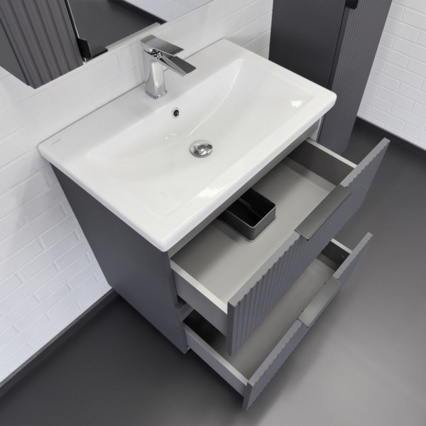 Тумба напольная Comforty Лима 700x850x450 антрацит матовый с раковиной (00-00019179)