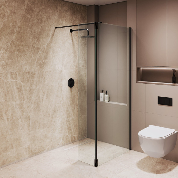 Душевая перегородка RGW WA-051B (WA-010B + Z-071B) 1200 стекло прозрачное, профиль черный (351005123-14)