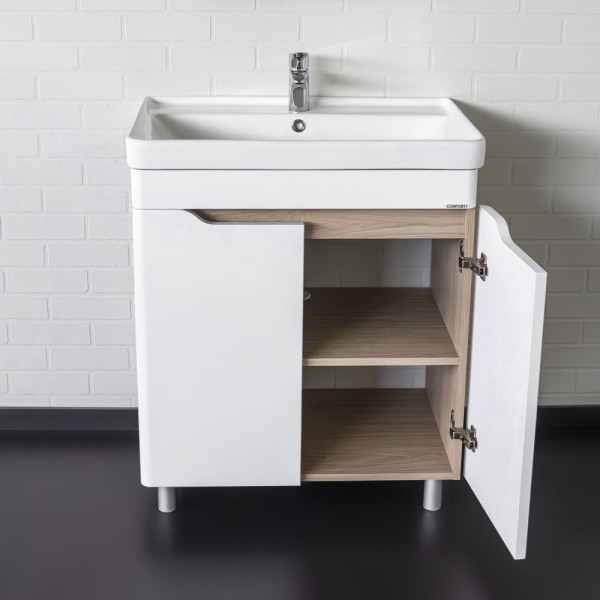 Тумба напольная Comforty Двина 710x860x475 белый матовый с раковиной (00-00018366)