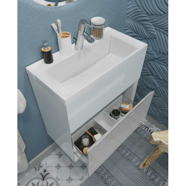 Тумба подвесная Marka One Bumble 500*300*590 с раковиной, белая (У88748) Тумба подвесная Marka One Bumble 500*300*590 с раковиной, белая (У88748)