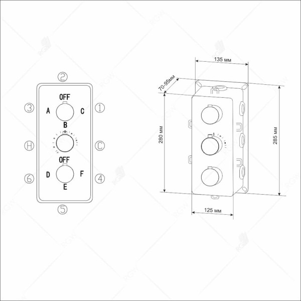 Смеситель для душа RGW Shower Panels встраиваемый хром (21140541-11)