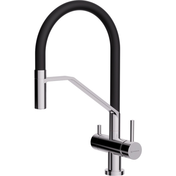 Смеситель для кухни Omoikiri Akeno-C-BL с переключателем на фильтр хром/черный (4994543)