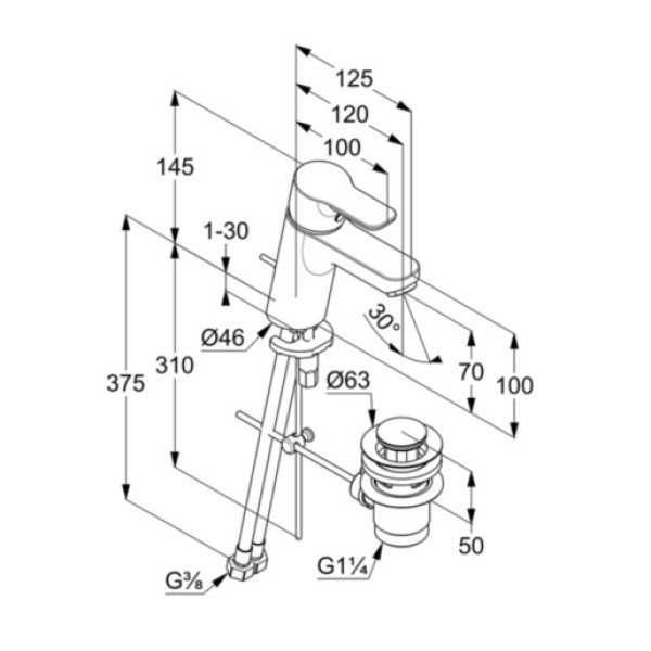 Смеситель для раковины Kludi Pure&Easy хром, донный клапан (372890565) Смеситель для раковины Kludi Pure&Easy хром, донный клапан (372890565)
