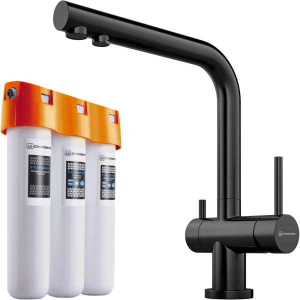 Комплект Omoikiri Nagano-GM с фильтром Pure Drop Lite вороненая сталь (4179.8028)