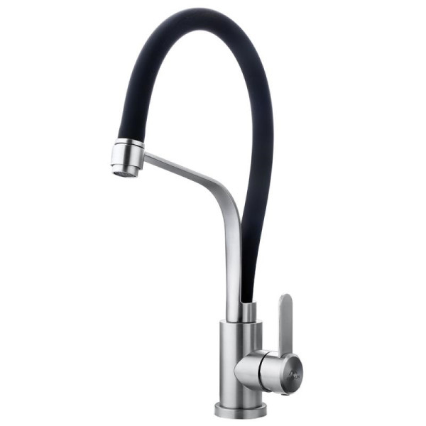 Смеситель для кухни Fashun с гибким изливом сатин/чёрный (A54012-7)